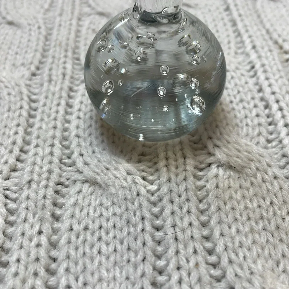 Vtg Small Glass Bud Vase square top Unique bubble bulb Design 5.5”Tall X 1 X 1